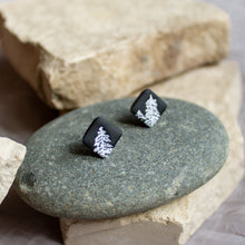 Load image into Gallery viewer, Tiny Black Pine Tree Studs